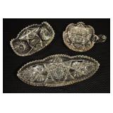 Cut Crystal Hobstar, Serving Dish Set, 3 Pcs