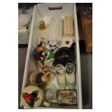 Assorted Figurines, Vases, Jewelry Trays,