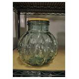 Large Onion Jar, Soda Green Glass, 11" Large Onion Jar, Soda Green Glass, 11"