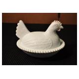 Milk Glass Nesting Hen, 7"