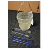 Glass Ice Bucket, With Handle 9 1/2" Glass Ice Bucket, With Handle 9 1/2"