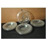 Glass Salad Bowls, Floral Medallion Pattern Glass Salad Bowls, Floral Medallion Pattern