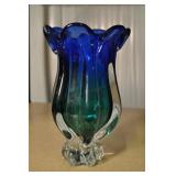 Glass Flower Mimi Vase, Blue And Green Glass Flower Mimi Vase, Blue And Green