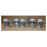Beer Mugs, 5 Matching, 5.5" Beer Mugs, 5 Matching, 5.5"