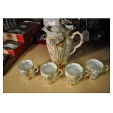 Tea Set, Vintage, Opal Luster With Hand Painted