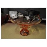 Pink Glass Footed Display Bowl, Pink Glass Footed Display Bowl,