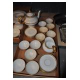 Tea Set, Vintage, White With Gold And Black Accens Tea Set, Vintage, White With Gold And Black Accens
