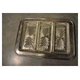 Pewterlite Serving Platter With Glass Trays