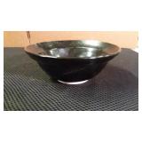 Art pottery, black and white glaze, 9.5", signed Art pottery, black and white glaze, 9.5", signed