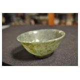 Glass Bowl, Translucent Jade-like Inclusions,4"