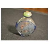Glass Snuff Bottle, Vintage, Hand Painted Inside Glass Snuff Bottle, Vintage, Hand Painted Inside