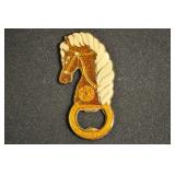 Brass And Enamel Horse Head Bottle Opener