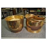 Brass Planter Containers, Pair, 9" Brass Planter Containers, Pair, 9"