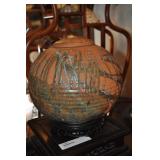 Handmade Glazed Terra Cotta Jar W/ Handmade Glazed Terra Cotta Jar W/