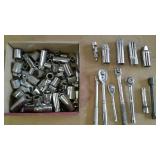 Box of sockets and ratchets, assorted