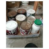 assorted paint and varnish gallons not sure of