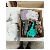 Knee pads and box of gloves.