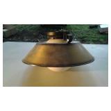 Ceiling light fixture with glass globe and metal