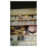 Fishing tackle box with contents, new old stock