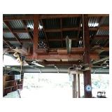 Assorted materials on these two shelves, gutter,