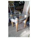 Modern glass top side table with wood legs,