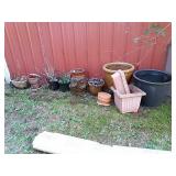 Assorted plant pots.