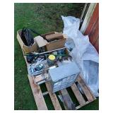 Drip irrigation supplies on pallet.