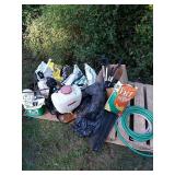 Assorted gardening, sprayera, fertilizer, hand