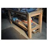 Wooden Work Bench, 85"x24"x35", With Vice