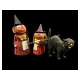 Paper Mache Witches, Black Cat Candy Containers