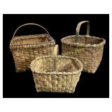 Three Hand Made Country Baskets