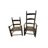 2 Early Ladder Back Childs Chairs