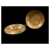 Two Primitive Redware Dirt Dishes