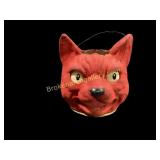 German Flocked Cat Face Jack O Lantern