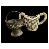 Folk Art Bottle Cap and Cut Tin Basket