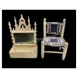 Tramp Art Shaving Mirror, Miniature Chair