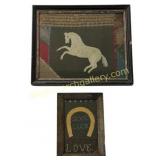2 Framed Crazy Quilt Remnants