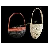 Two Split Woven Wall Pocket Baskets