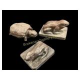 Three American Folk Art Pottery Scultures