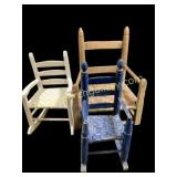Three Hand Made Child, Doll Chairs