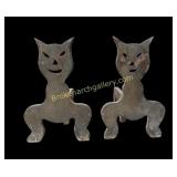 Pair Cheeky Cat Andirons