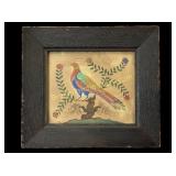 Antique Watercolor of Perched Peacock