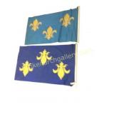 Two Blue Fleur-de-Lis Flags