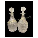 Pair Blown Glass Decanters