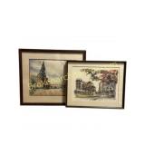 Framed Architectural Watercolor Paintings
