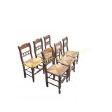 Six Wooden Chairs with Woven Seats