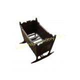 Wooden Baby Cradle with Carved Details and Cobbler