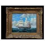Decorative Painting of a Sailing Vessel