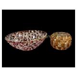 Bohemian Crystal Bowl  and Powder Box