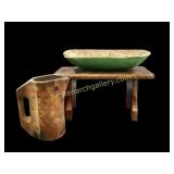 Hearth Stool, Wooden Bowl, Tankard